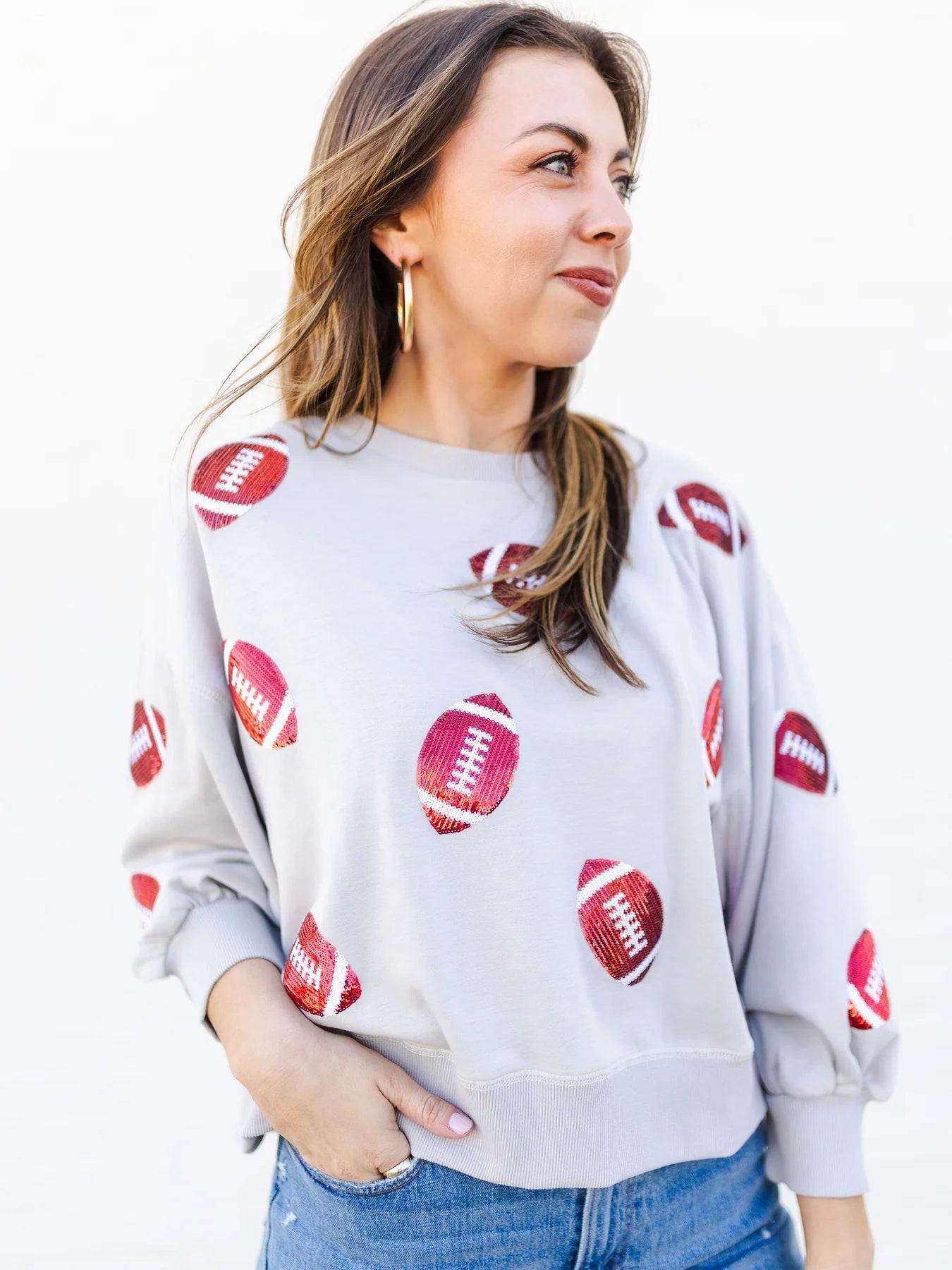 Millie Sweatshirt - Footballs Crimson & White