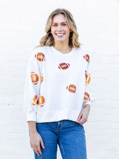 Millie Sweatshirt - Footballs Orange & White