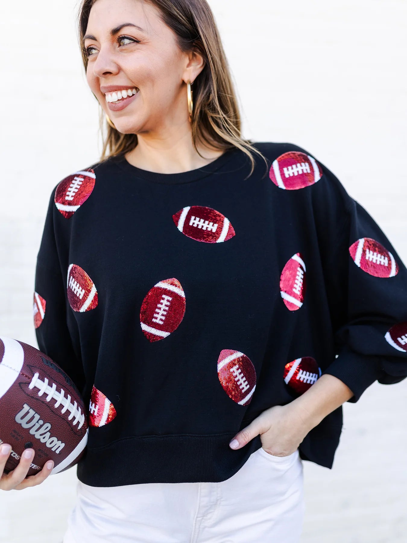 Millie Sweatshirt - Footballs Red & Black