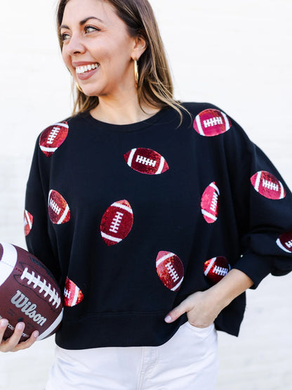 Millie Sweatshirt - Footballs Red & Black