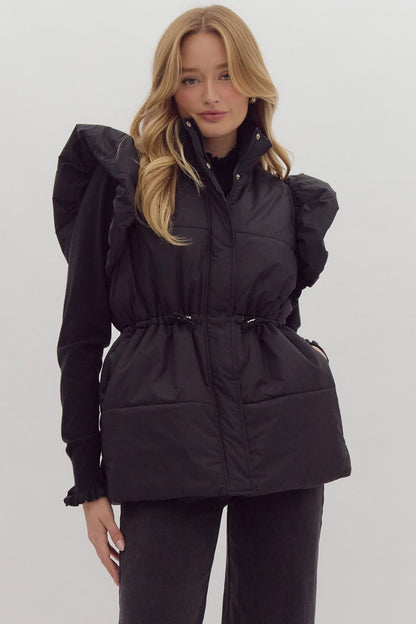 Ruffle Sleeve Puffer Vest