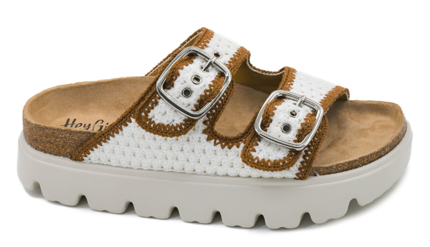 Rumor Has It Sandals in Ivory/Tan by Corkys Footwear