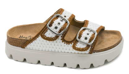 Rumor Has It Sandals in Ivory/Tan by Corkys Footwear