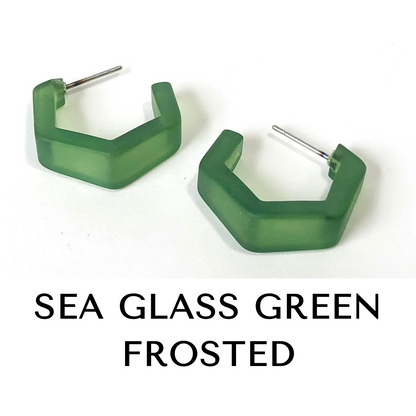 Tapered Hex Hoop Earrings