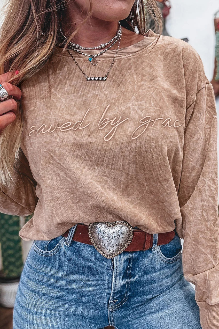 PRE ORDER Saved by Grace Embroidery Sweatshirt