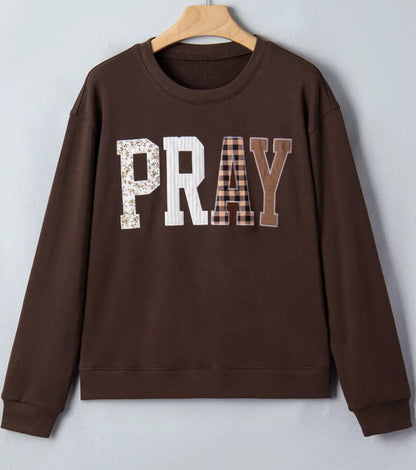 PRE ORDER Pray Patchwork Embroidered Pullover