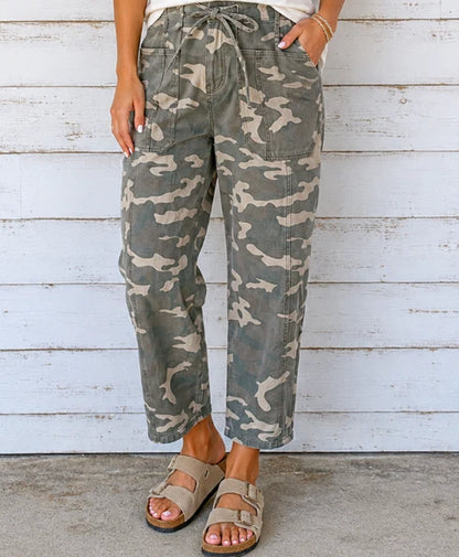 PRE ORDER Camo Drawstring Barrel Jeans