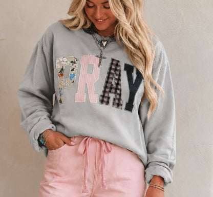PRE ORDER Gray Floral Pray Sweatshirt