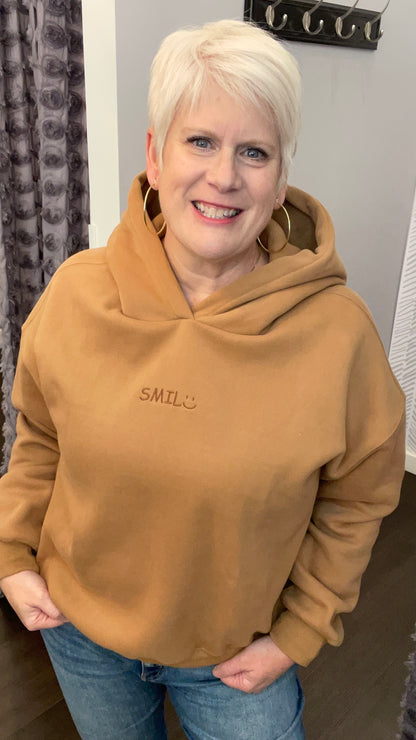 Smile Embroidered Fleece Hoodie