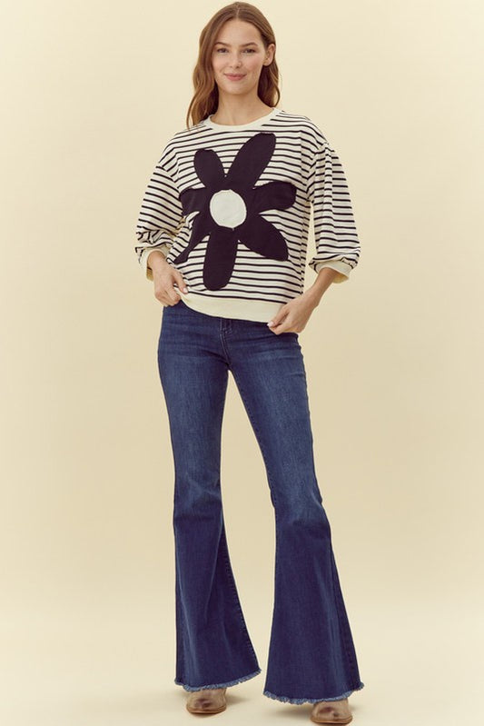 Striped Flower Patch Top