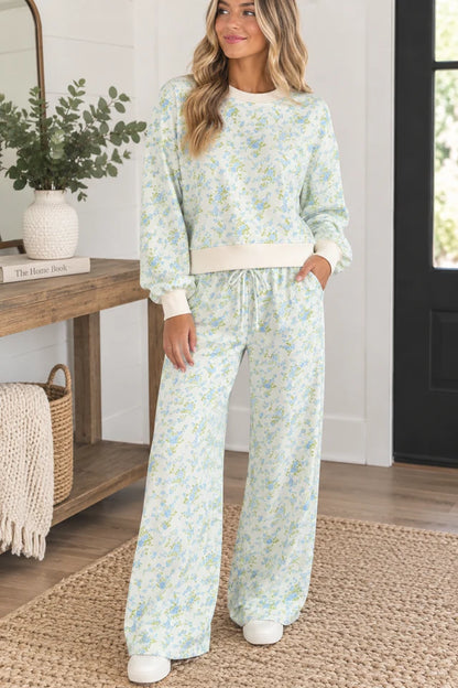 PRE ORDER Blue Floral Drawstring Set