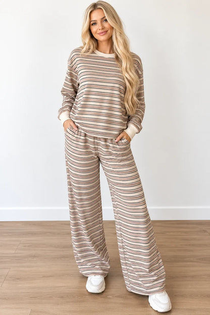PRE ORDER Khaki Stripe Pants Set