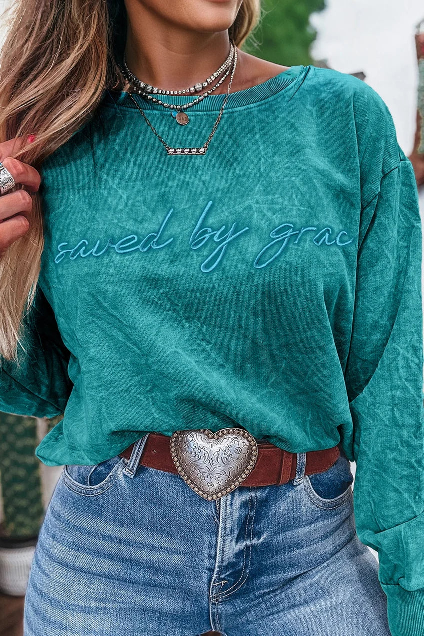 PRE ORDER Saved by Grace Embroidery Sweatshirt