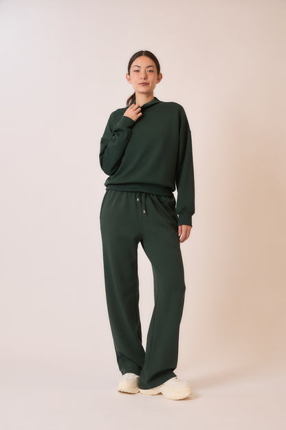 Wide Leg Sweatpants with Elastic Waistband