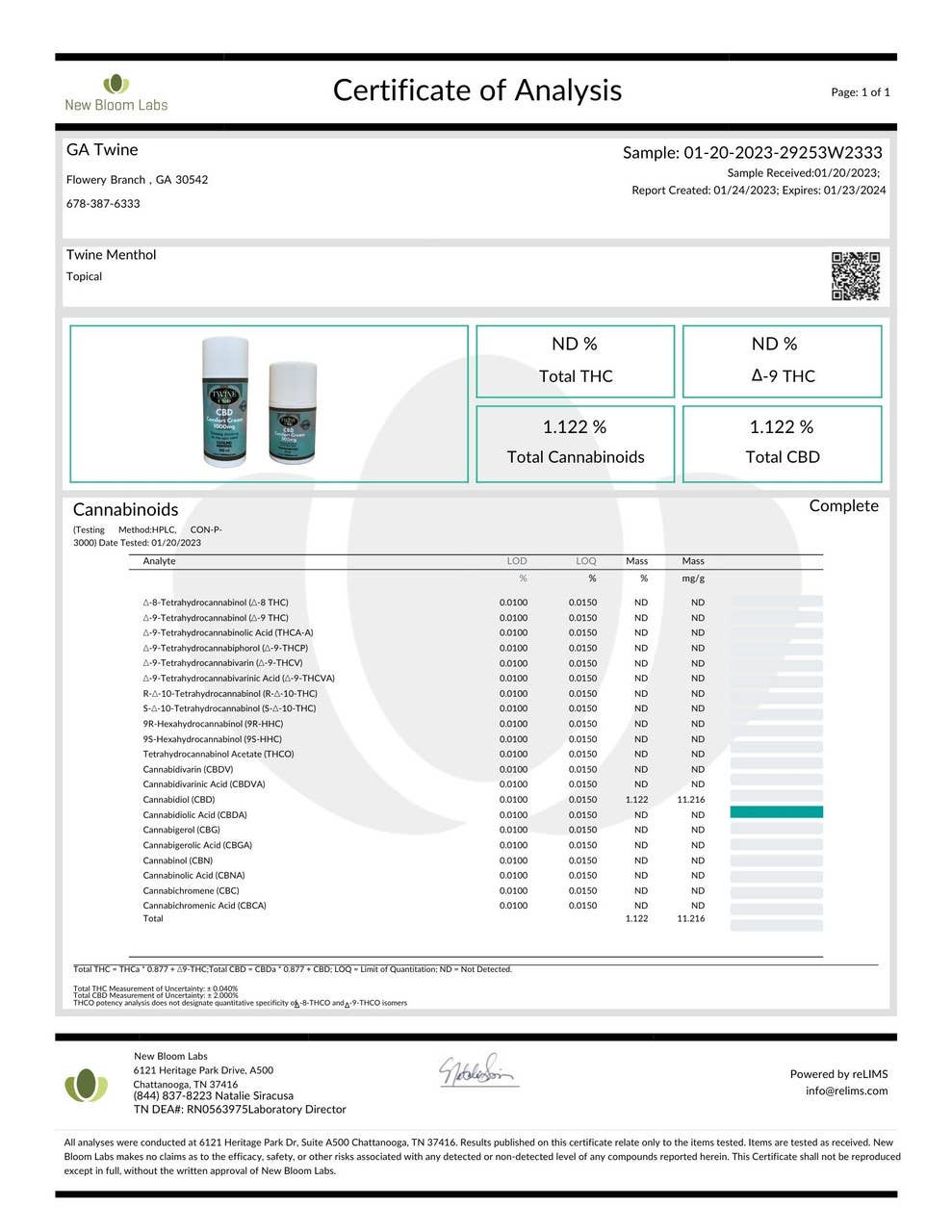CBD Topical Lotion Comfort Cream - Pain Relief -Cool Menthol