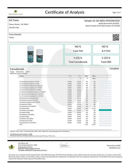 CBD Topical Lotion Comfort Cream - Pain Relief -Cool Menthol