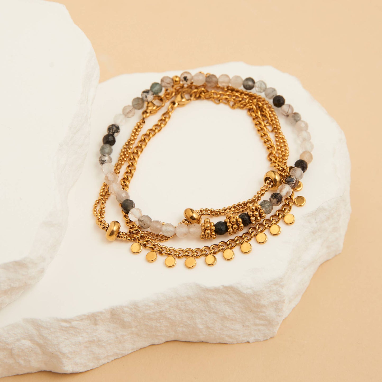 Narelle Waterproof Beaded Chain 3-Piece Bracelet Set