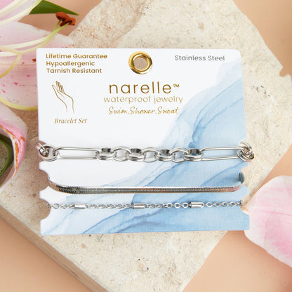 Narelle Waterproof Snake Chain Trio Bracelet Set