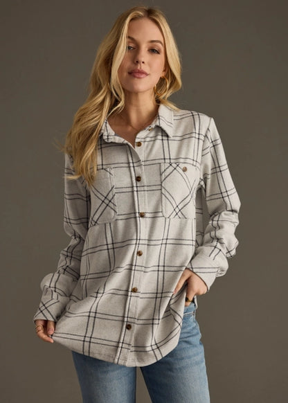 Light Grey & Black Super Soft Button Up