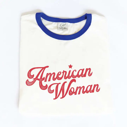 American Woman Ringer Graphic Tee