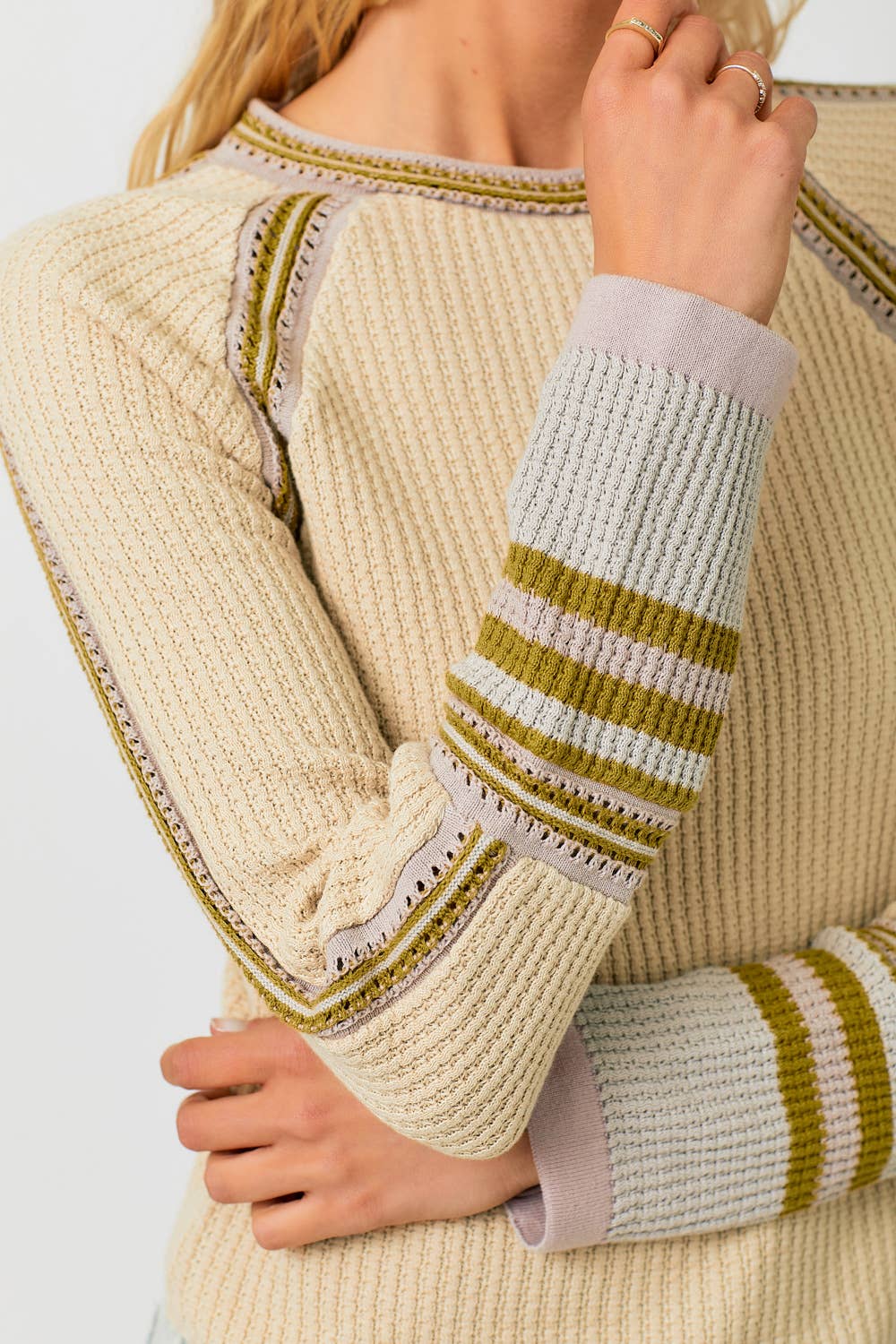 Oatmilk Stripe Sweater Top