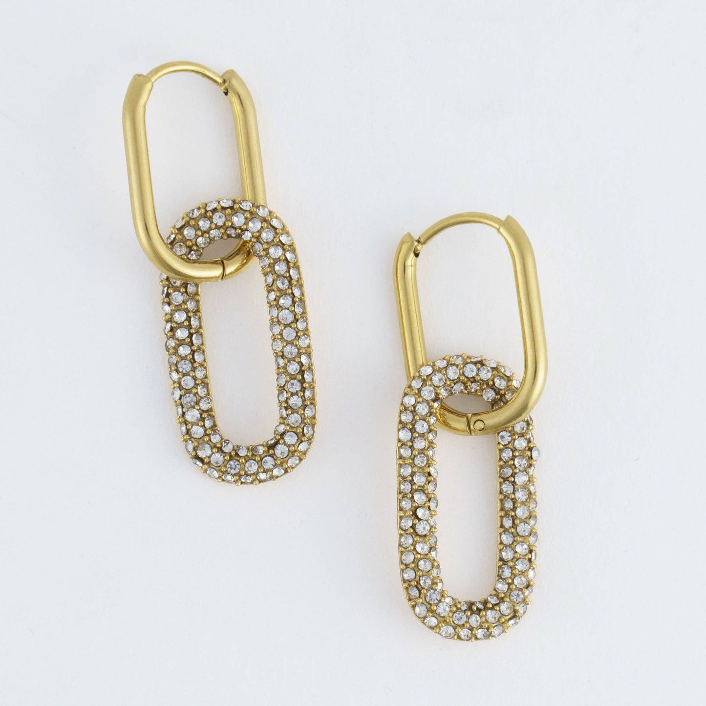 Narelle Waterproof Pavé Linked Hoop Earrings