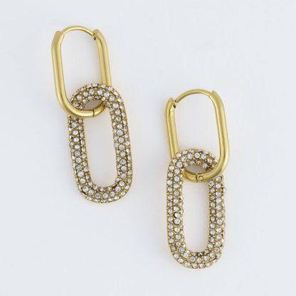 Narelle Waterproof Pavé Linked Hoop Earrings