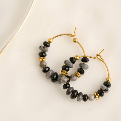 Narelle Waterproof Gemstone Beaded Hoop Earrings