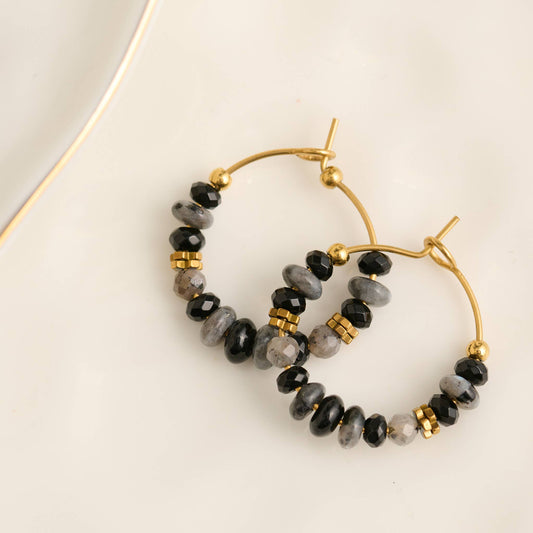 Narelle Waterproof Gemstone Beaded Hoop Earrings