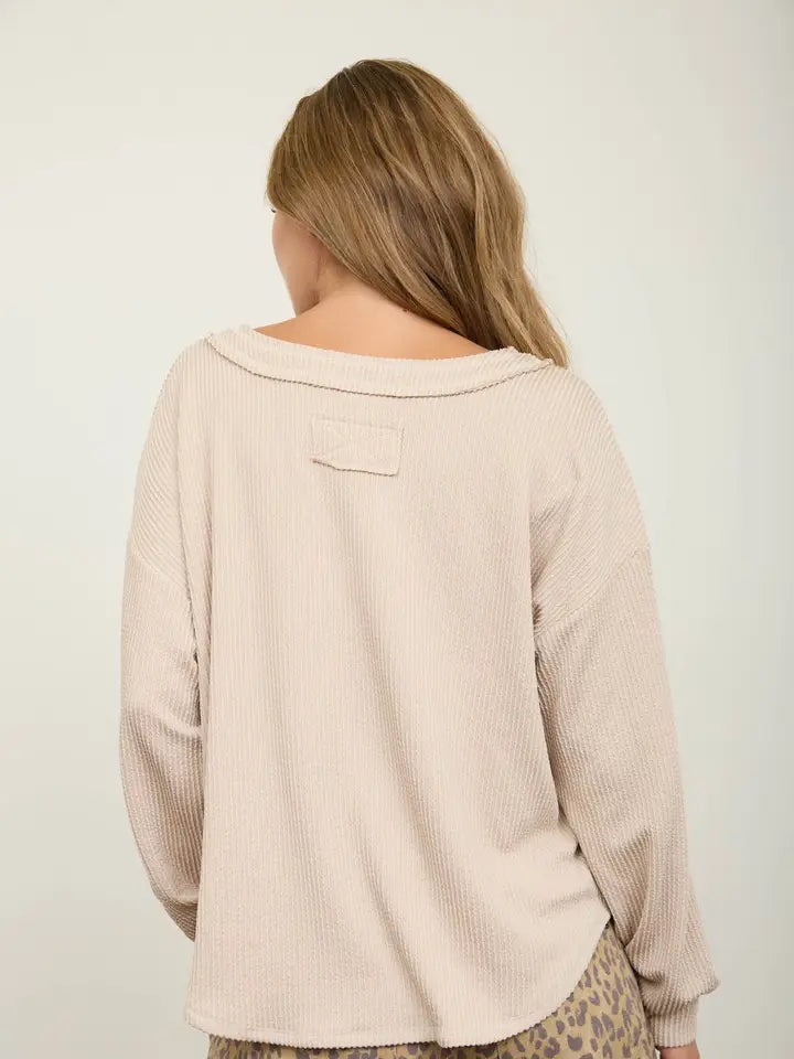 Weekend Wanderer Raw Edge Rib Top