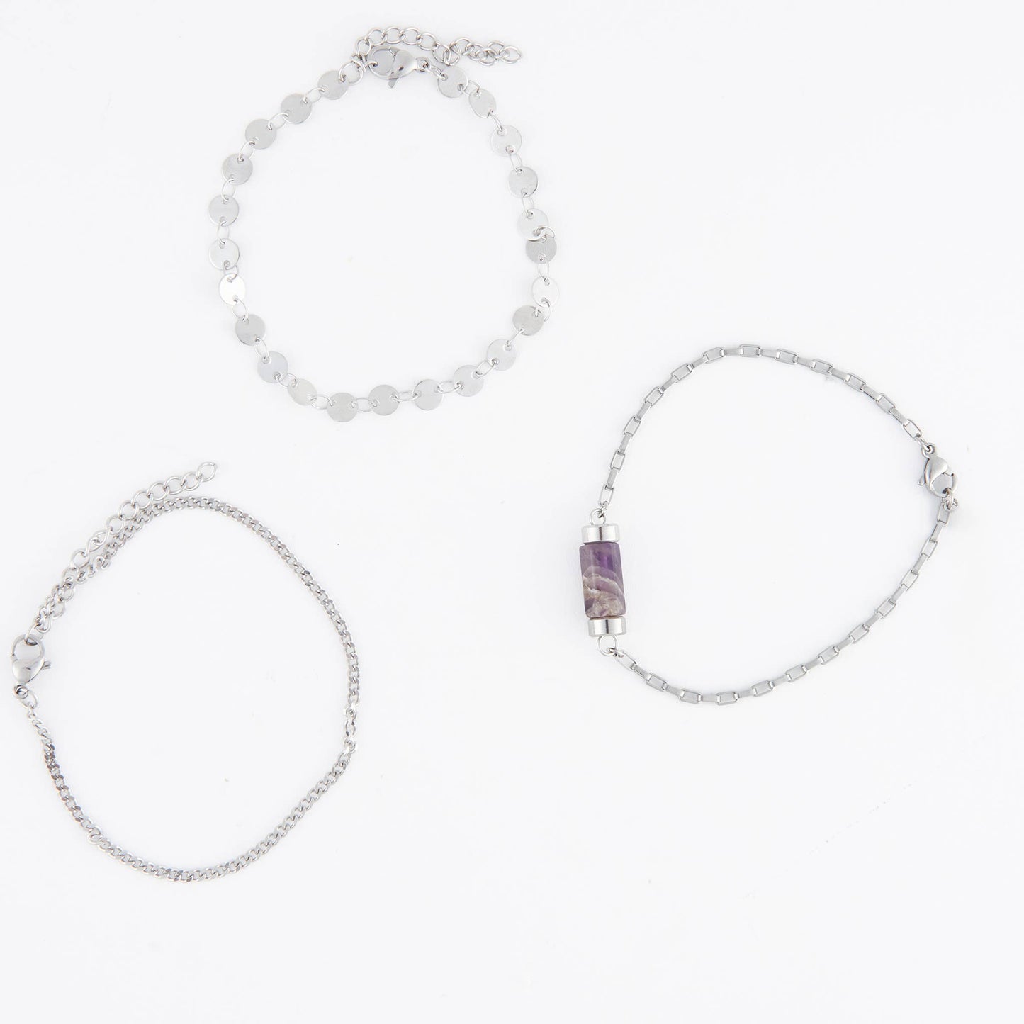 Narelle Waterproof Amethyst 3-Piece Bracelet Set