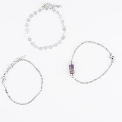 Narelle Waterproof Amethyst 3-Piece Bracelet Set