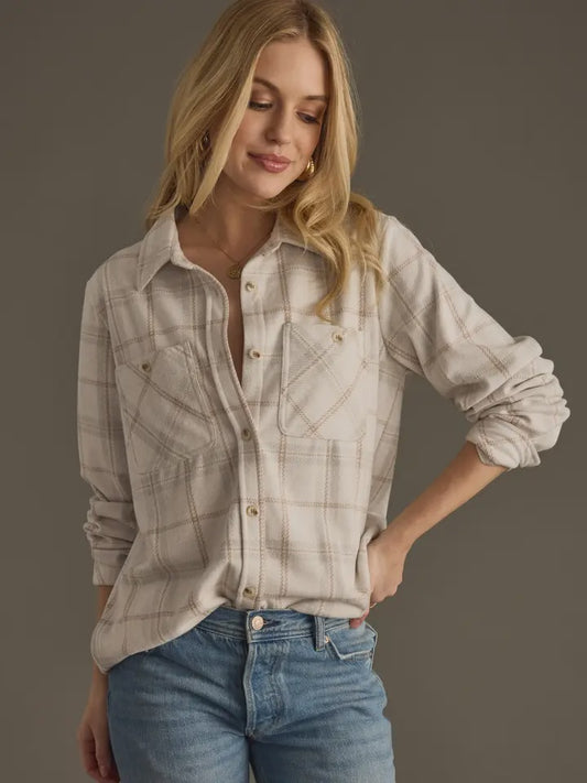 Light Tan, Brown & Grey Super Soft Button Up