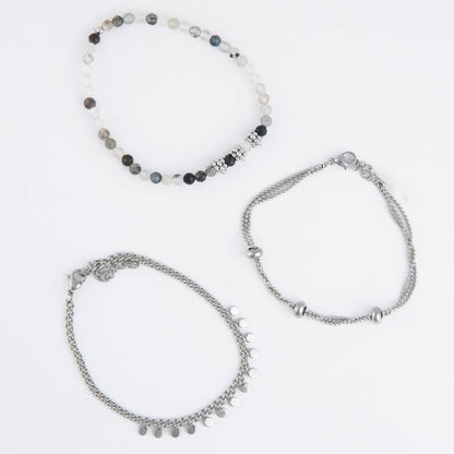 Narelle Waterproof Beaded Chain 3-Piece Bracelet Set
