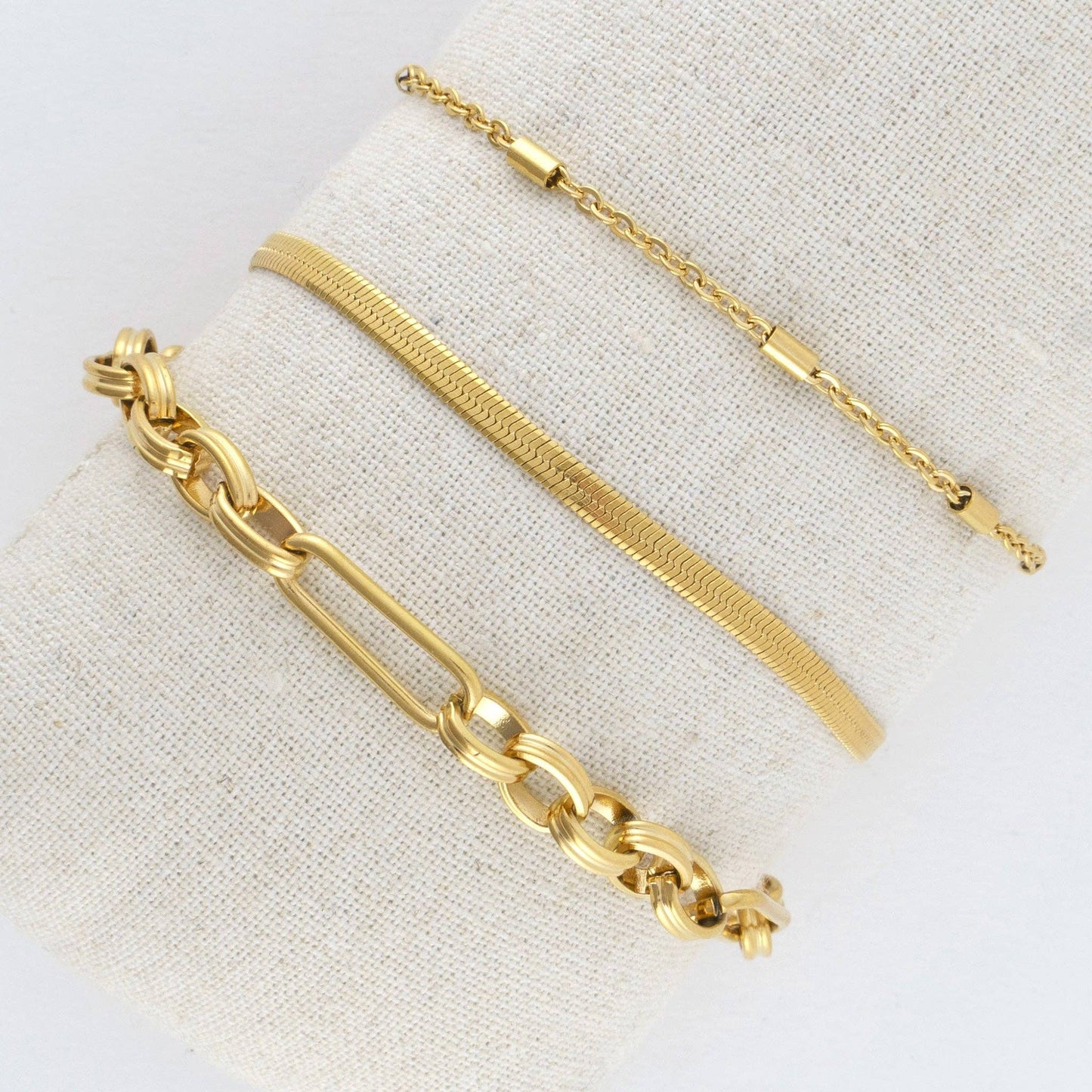 Narelle Waterproof Snake Chain Trio Bracelet Set