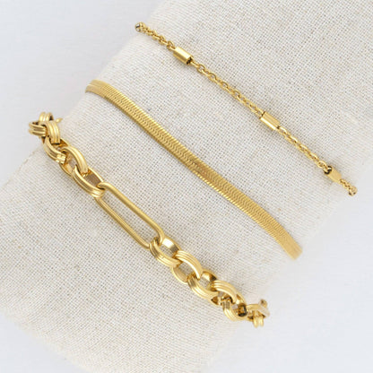 Narelle Waterproof Snake Chain Trio Bracelet Set