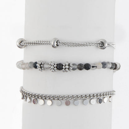 Narelle Waterproof Beaded Chain 3-Piece Bracelet Set