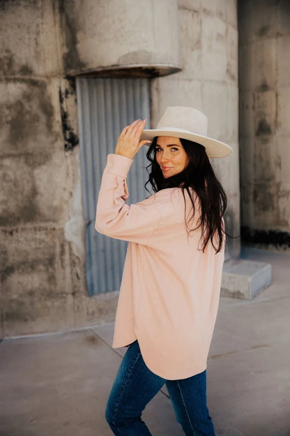 Cozy Shacket in Pink Sand