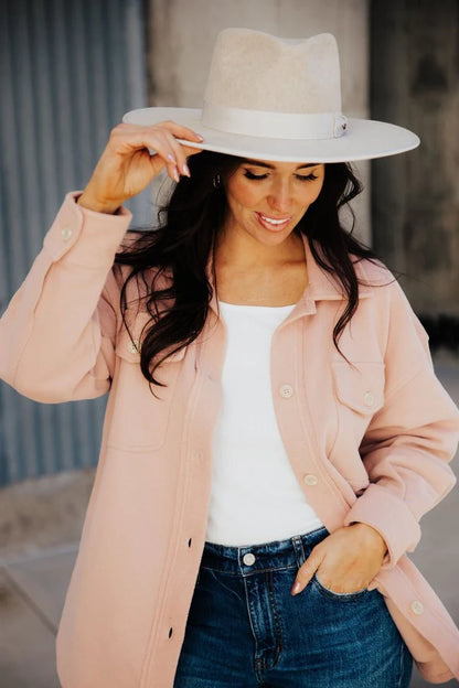 Cozy Shacket in Pink Sand