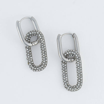 Narelle Waterproof Pavé Linked Hoop Earrings