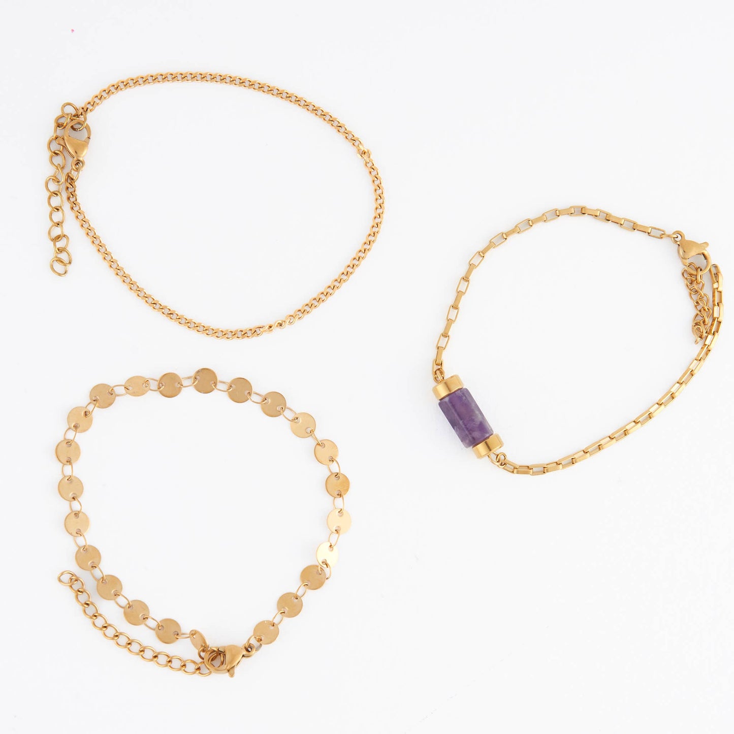 Narelle Waterproof Amethyst 3-Piece Bracelet Set