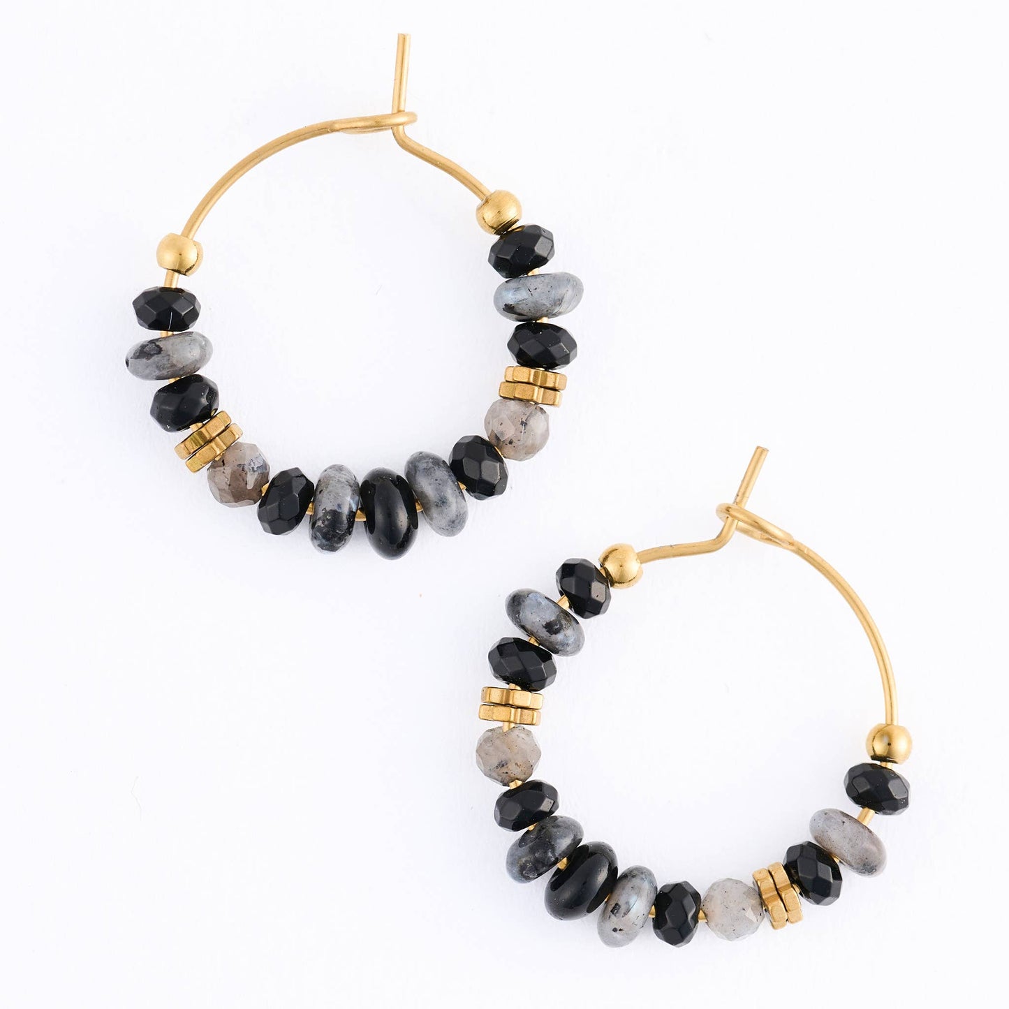 Narelle Waterproof Gemstone Beaded Hoop Earrings