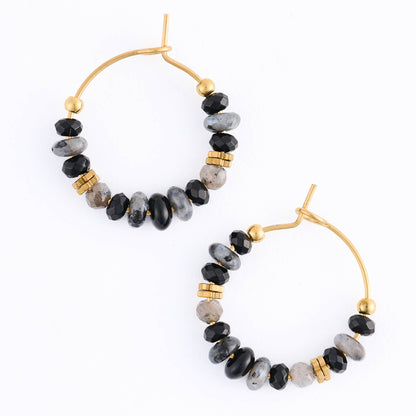 Narelle Waterproof Gemstone Beaded Hoop Earrings