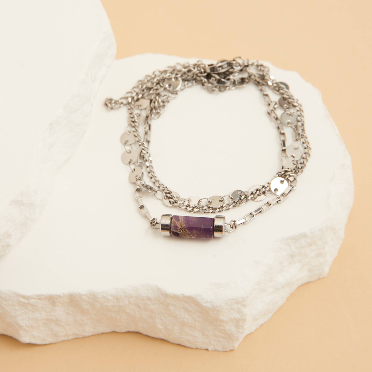 Narelle Waterproof Amethyst 3-Piece Bracelet Set