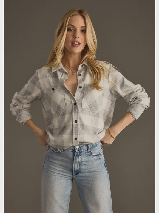 Light Grey & White Super Soft Button Up