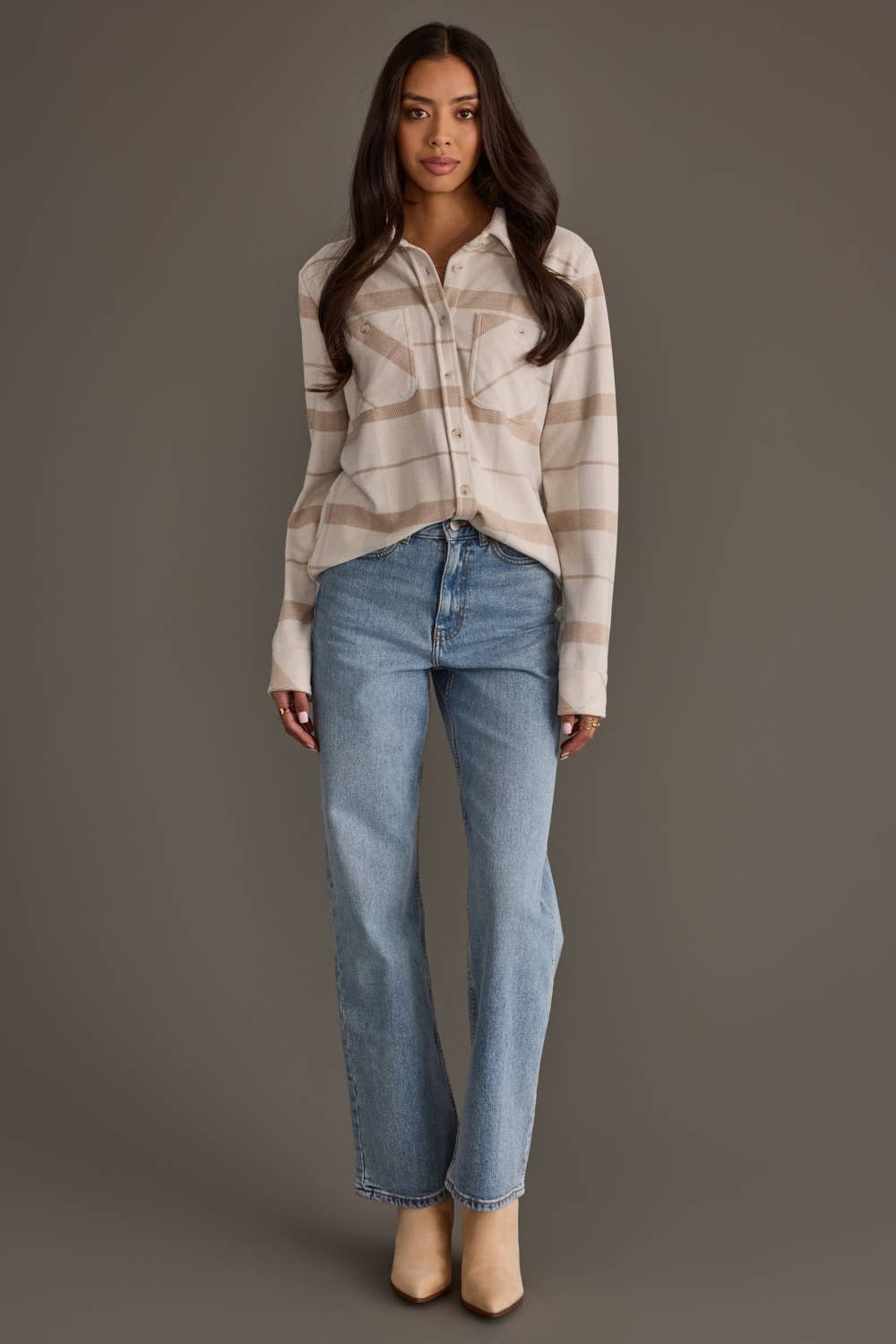 PRE ORDER Neutral Ground Plaid Button Up