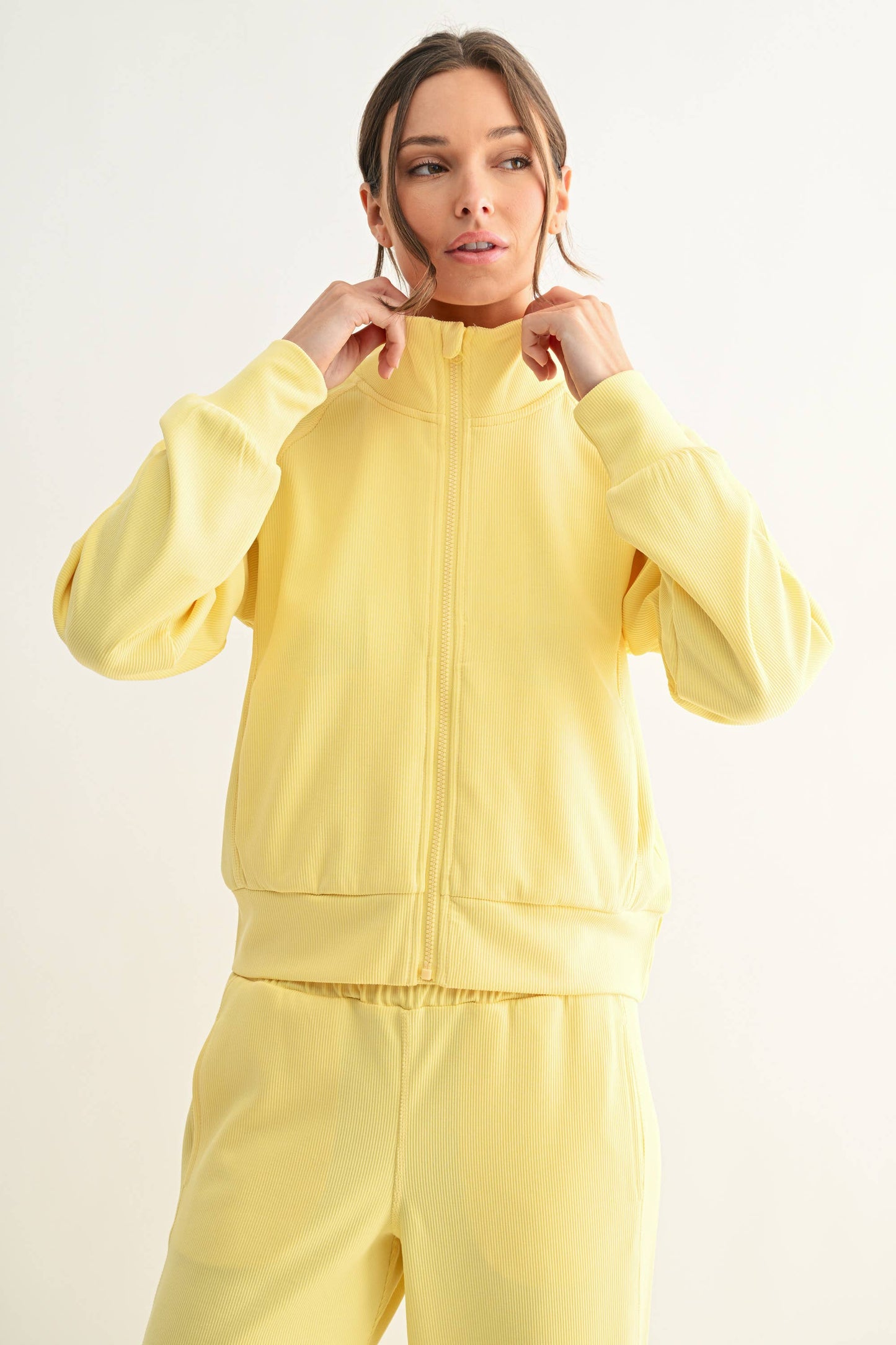 Luxe Sand Wash Rib Zip Jacket my Mono B