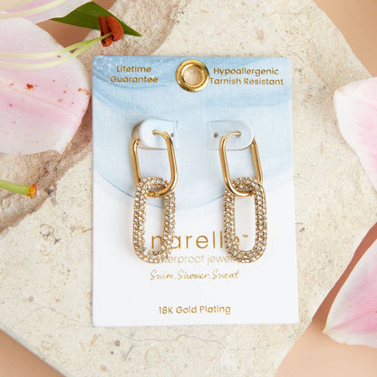 Narelle Waterproof Pavé Linked Hoop Earrings