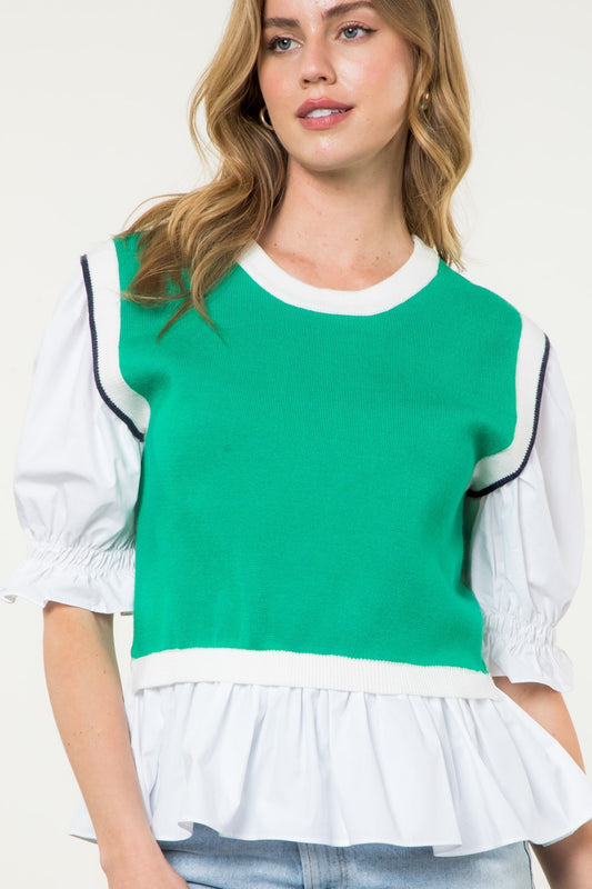 Mixed Media Knit Top