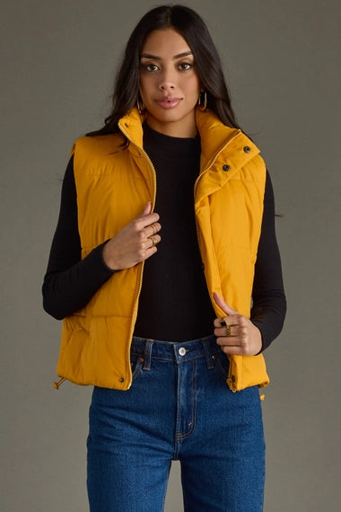 Layer Me Up Puffer Vest in Mustard